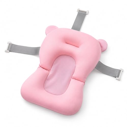 Image of Premium Soft and Safe Baby Bath Cushion for Comfortable Bathing (Pink)
