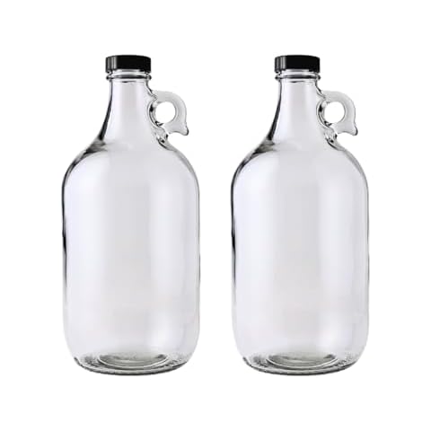 FastRack - 0.5 Gallon Glass Jugs | 2 Pack with Polyseal Caps | Clear Half Gallon Glass Jug Ideal for Beverage Storage, Versatile 1/2 Gallon Jug with Airtight Cap for Fermenting & Storing Liquids Cover