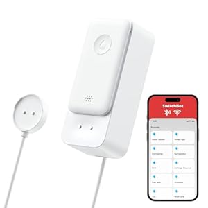 SwitchBot WiFi Water Leak Detector, Smart Water Sensor with 100dB Adjustable Alarm&App Alerts, IP67 Waterproof, Detector for Home with Cable, No Hub Required (Support 2.4G) (White, Pack, 1)