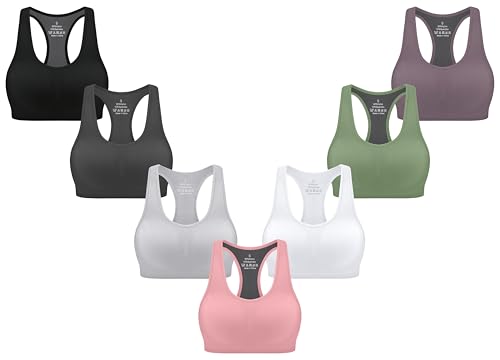 Image of MIRITY Women Racerback Sports Bras - High Impact Workout Gym Activewear Bra Pack of 7