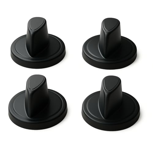 Image of Gas Stove Knobs Replacement (Set of 4) | Heat Resistant Push Fit Control Knobs for Gas Stove, Cooktop & Oven | Plastic Burner Knob Black