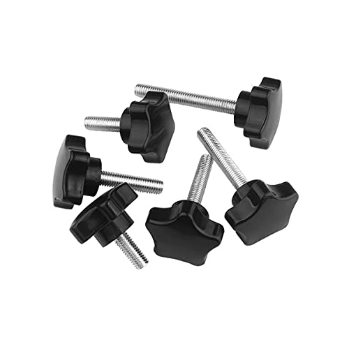 YINSONG Boutons en Forme d'Étoile - M6*(10-50mm) Noir Vis de Serrage Boutons de Filetage Vis à Molette Boutons de Poignée Diameter 32mm, M6*10mm Cover