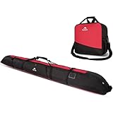 Matein Ski Bag and Boot Bag Combo, Unpadded Ski Travel Bag Fit Skis Up to 200cm, Adjustable Length...