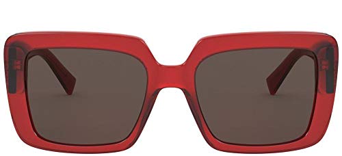 Versace Woman Sunglasses Transparent Red Frame, Dark Brown Lenses, 54MM2