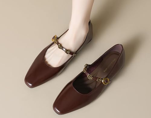 Women's Mary Jane Flats Closed Square Toe Retro Ballet Soft Sole Single-Strap Casual Slip On Dress Shoes with Buckle for Women's Daily Wear2