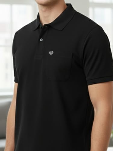 Image of Lux Cozi Men's Cotton Blend Polo T-Shirt with Chest Pocket | Collar T-Shirts for Men | Half Sleeves | Plain - Regular Fit (Pack of 2)