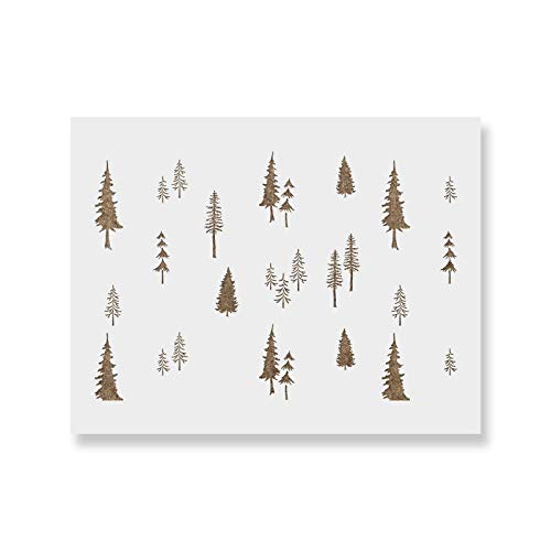 Image of Fir Tree Forest Pattern Wall Stencil - Pattern Stencil, Nature Stencil, Fir Stencil, Decorating Walls - Create Your Own Space