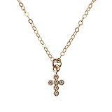 Sparkly Tiny Cross Necklace for Women - 14K Gold Filled Chain 16 In. - Godmother Proposal Jewelry...