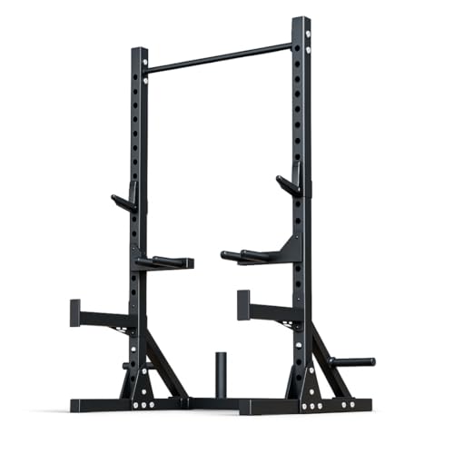 PH Fitness Estante en cuclillas – Rack de potencia profesional para entrenamiento de fuerza – Construcción de acero resistente – Con brazos de observador de seguridad, ganchos en J, Manijas de
