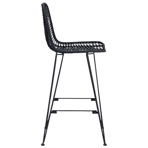 Silla de bar de ratán y hierro Mangloder con respaldo alto 7