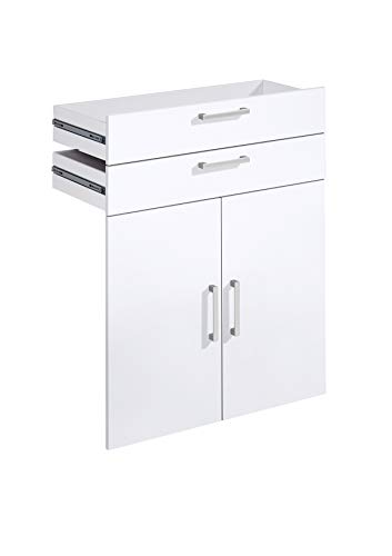 Möbel CALVIA 13 2 cassetti 2 ante legno brillante rettangolare bianco