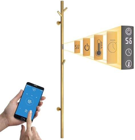 ESOP Radiador Toallero Eléctrico Baño Oro 40 W Radiador Calienta Toallas de Toallero, 1525 mm WiFi Inteligente de Temperatura Constante Toallero Calen...