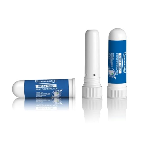 Puressentiel - Migrapure Kopfschmerzen Inhalator - Lindert das Gefühl eines schweren Kopfes - Natürliche Formel mit 6 ätherischen Ölen Bio Pfefferminze & Lavendel - Ab 7 Jahre - 1 ml