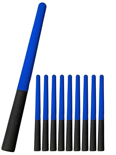TEKKA BUDO Escrima Safety Lot de 10 bâtons d'entraînement avec housse en mousse Bleu/noir 61 cm