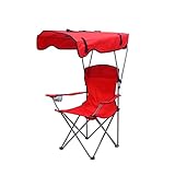  Yadlan Chaise Basse De Plage Pliable, Chaise De Pecheur Pliante avec Parasol, Chaise De Camping Pliante Pas Cher, Legere Portable Chaise Pliante Exterieure pour Jardin, Terrasse, Plage, Camping Rouge