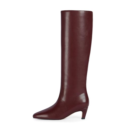 Modatope Knee High Boots Women Square Toe Kitten Heel Tall Boots Womens Fashion Long Fall Boots