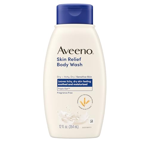 Aveeno Skin Relief Fragrance-Free Body Wash with Triple Oat Formula, Gentle Daily Cleanser for Sensitive Skin Leaves Itchy, Dry Skin Feeling & Soothed Moisturized, 12 fl. oz