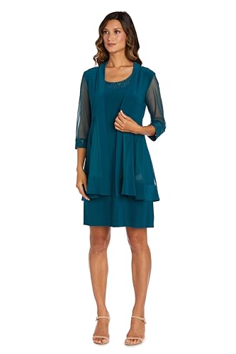 Image of R&M Richards Women's Petite Glitter Trim Jacket Dress