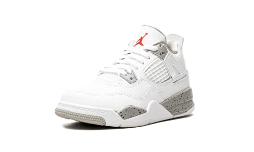 Jordan Nike Preschool Air 4 Retro PS White Oreo, White/Tech Grey/Black/Fire Red, 13C4