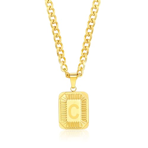 Collier lettre initiale en acier inoxydable et or pour homme et femme Gemsme
