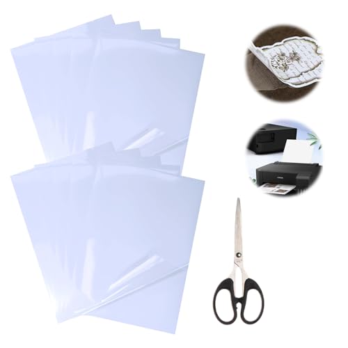 Papel Adhesivo Transparente A4 Para Imprimir - 10 Hojas de Pegatinas, Vinilos Imprimibles Para Impresora
