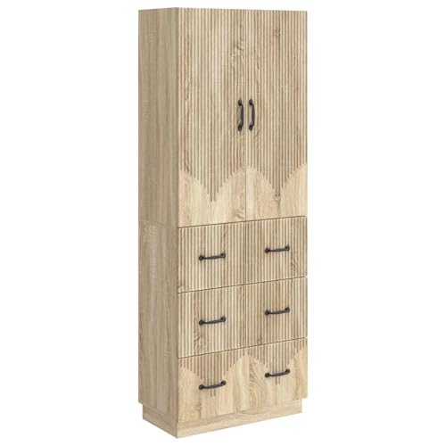 Cómoda de madera roble con cajones para almacenamiento auxiliar 2