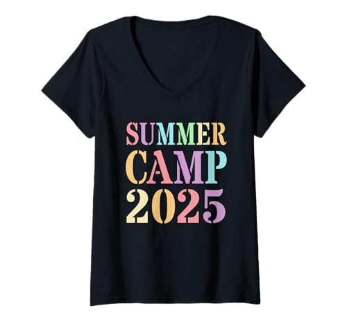 Donna Vintage SUMMER CAMP 2025 Campeggio Director Team Host Maglietta con Collo a V