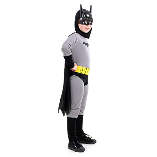 Batman STD Infantil Sulamericana Fantasias Cinza/Preto G 10/12 Anos