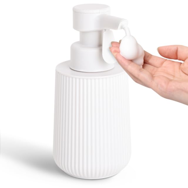 ソープディスペンサー 半自動 タッチ式 泡 電池式 IPX4防水 排出量調整可能 使いやすい オートソープディスペンサー ハンドソープ 自動手洗い ハンドソープ対応 食器洗剤対応 トイレ お手洗い バスルーム キチン H4-cream