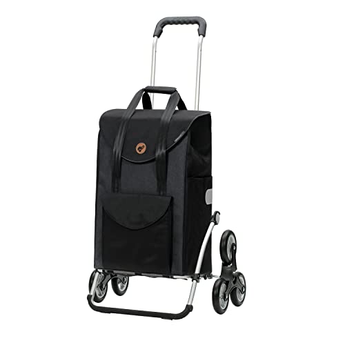 Andersen Shopper Treppensteiger Royal Alu klappbar mit Rad Ø 3 x 13 cm und 49 Liter Tasche Senta schwarz