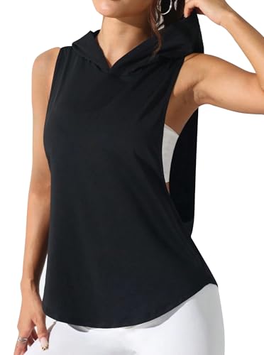 Remidoo Women's Sleeveless Hoodies Workout Tank Tops Activewear Open Side Shirts