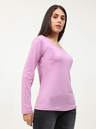 Image of FLEXIMAA Women's Cotton Plain Round Neck Full Sleeve T-Shirt