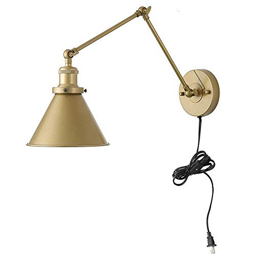 Preisvergleich Produktbild YX Nachttischlampe LED Wandleuchten Industrielle Innen Verstellbare Wandleuchte mit Stecker Kabel und Schalter Retro Metall Wandlamp für Wohnzimmer Schlafzimmer Warmes Licht E27
