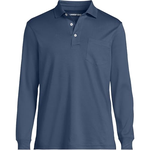 Lands' End Men's Long Sleeve American-Grown Supima Cotton Polo Shirt with Pocket3