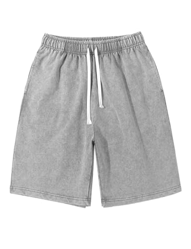 Flygo Mens Sweat Shorts Athletic Acid Washed Cotton Gym Short