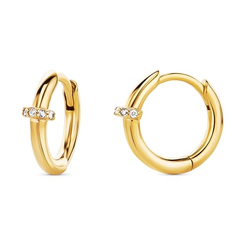 Boucles d'oreilles huggies en argent doré et oxydes blancs pour le bureau