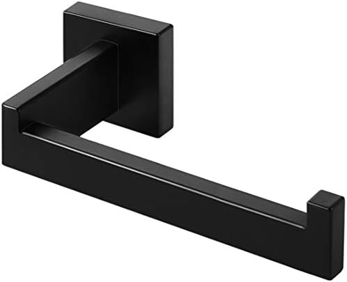 HITSLAM Matte Black Toilet Paper Holder Wall Mount Premium 304 Stainless Steel Square Toilet Paper Roll Holder for Bathroom Rustproof