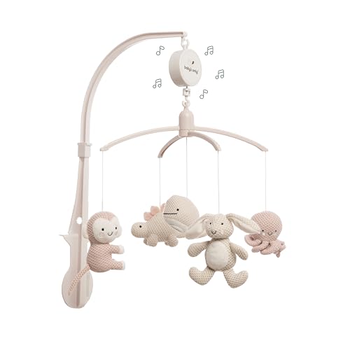 Baby's Only - Giostrina musicale Animali per bebè - Con figure lavorate a maglia - Carillon con musica - Giostrina per bebè con musica - Per maschietti e...