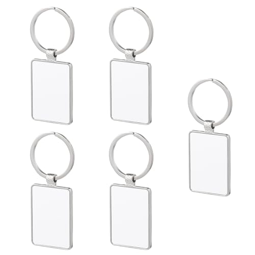 ibasenice 5 piezas Llaveros de Metal para Sublimación Anillos Rectangulares para Manualidades DIY Porta Fotos Personalizados Accesorios para Llaveros y Decoración Personalizada