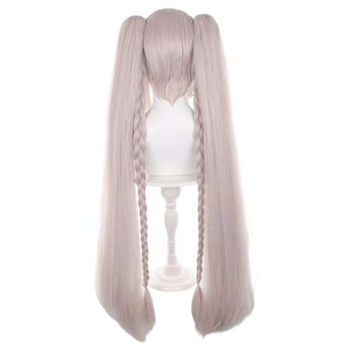 Image of Anime Pink Brown Long Straight Wig with Two Ponytail&Bangs Women COS Sparkle Firefly Style in Duality Playground Wig Halloween,Christmas,Comic Con,Party