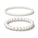 Pearl Bracelets for Women Dainty Baroque Pearl Bracelet White Valentines Outfits Women Mother's Day Gifts for Daughter Bridesmaid Bridal Wedding Jewelry Gifts