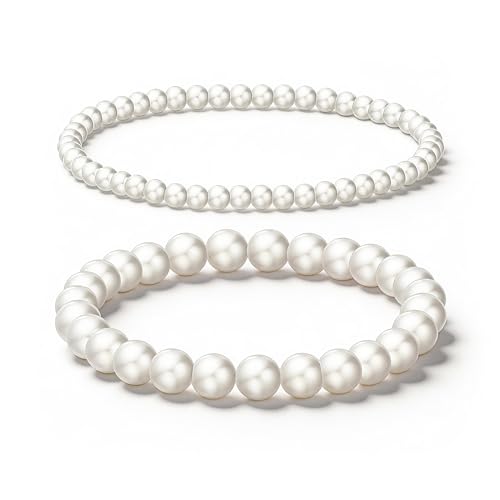 Pearl Bracelets for Women Dainty Baroque Pearl Bracelet White Bridesmaid Bridal Bracelet Wedding Jewelry Gifts for Mother Daughter Matching Outfits by Roe Dolph - Used condition - US$8.99