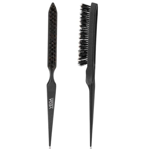 Image of VEGA PROFESSIONAL Teasing Hair Brush with Tail Handle| Hair Styling & Volume Brush, Sleek Finishing, Frizz-Free Styling, Add Volume, Polished and Sleek Hair for Men & Women | Rat Tail Brush (VPPHB-07)