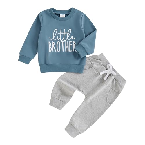 Image of Toddler Baby Boy Fall Winter Outfit Long Sleeve Letter Print Sweatshirts and Jogger Pants Infant Boy Clothes