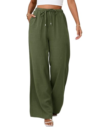 Image of UMIPUBO Womens Linen Pants Flowy Palazzo Wide Leg Pants