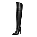 wetkiss Black Over the Knee Boots for Women 4 in Stiletto Heel Thigh High Ponited Toe Boots with Side Zipper Wide Calf Womens Black Boot High Heeled Fashion Dress Long Boot for Date Party, Size 9