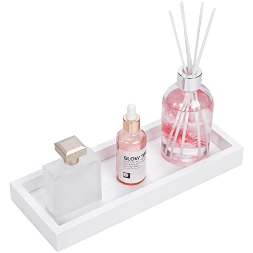 Bathroom Small Tray For Vanity Counter - White Decorative Wood Tray Bamboo Perfume Trays For Bathroom Countertop Decor #TOP5