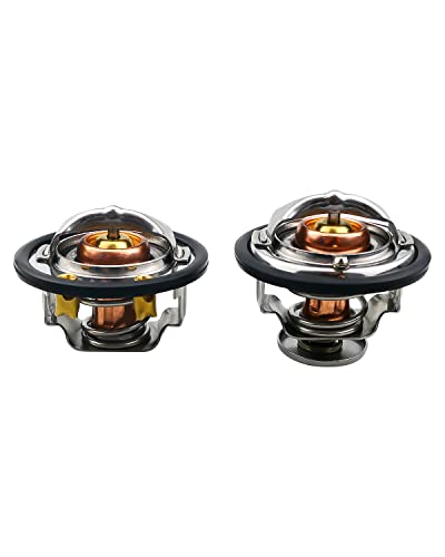 Front & Rear Thermostat Kit Fits for Chevrolet Express Silverado GMC Savana Sierra 6.6L Duramax 2001-2017, Engine Coolant Thermostat Replace 97241129 97241130