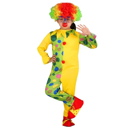 Genérico Disfarce circo criança fato de palhaço criança disfarce de palhaço criança ideal costume cosplay crianças para carnaval Halloween e performances cénicas 3-10 anos