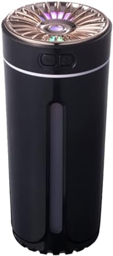 車 多機能加湿器 空気清浄機 Ledライト付き加湿器 卓上 小型 車載加湿器 車の加湿器 USB 静音設計 電源自動才フ (ブラック)